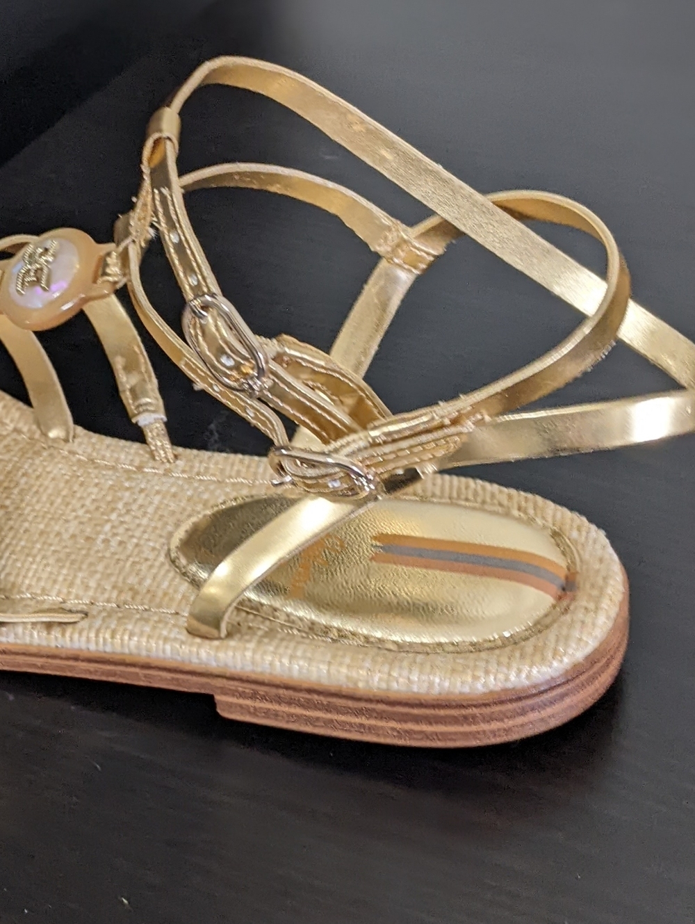 Sam Edelman Gwen Gold Strappy Gladiator Sandals - Picture 8 of 10